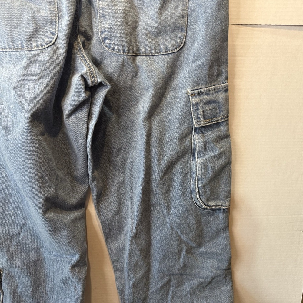 Forever 21 Women's XL NWT Denim Cargo Jogger Pants Y2K Streetwear Utility - Picture 14 of 14
